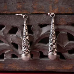 Shyle Stainless Silver Quirky Drop Earrings image 2