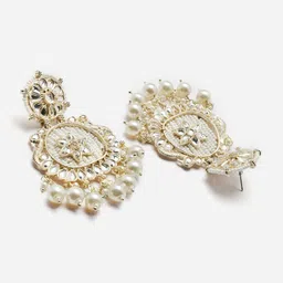 Anouk Gold-Toned Gold-Plated Kundan Drop Earrings image 3