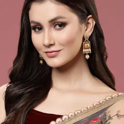 PANASH Gold Plated Square Drop Earrings image 2