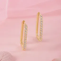Zavya 925 Pure Silver Cubic Zirconia Gold-Plated Oval Hoop Earrings image 2
