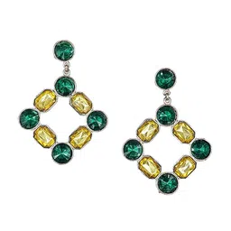 DressBerry Silver-Plated Stone-Studded Contemporary Drop Earrings image 2