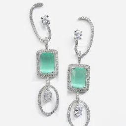 ZENEME Silver-Plated Geometric Drop Earrings image 2