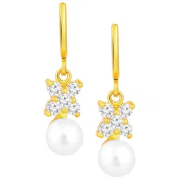 Peora Gold-Plated CZ Studded Contemporary Drop Earrings image 2