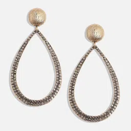 SOHI Gold-Plated Stone-Studded Teardrop-Shaped Drop Earrings image 4