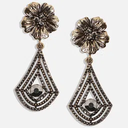 SOHI Gold-Plated Contemporary Drop Earrings image 3