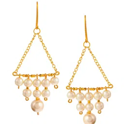 Silvermerc Designs Gold-Toned & White Contemporary Drop Earrings image 3