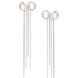 Yellow Chimes Silver-Plated Contemporary Tasseled Drop Earrings image 2