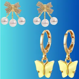 Pinapes Set Of 2 Gold-Plated Contemporary Hoop Earrings image 2