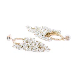 DressBerry White Gold-Plated Contemporary Drop Earrings image 3