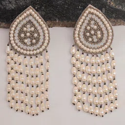 Crunchy Fashion Beaded Contemporary Drop Earrings image 2