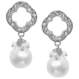 Crunchy Fashion Silver-Plated Rhinestone-Studded Contemporary Drop Earrings image 2