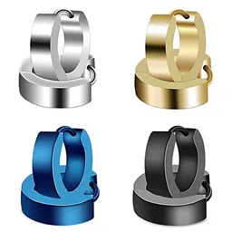 KARISHMA KREATIONS Men Set of 4 Contemporary Stainless Steel Hoop Earrings image 2