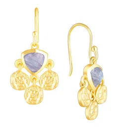 GIVA 925 Sterling Silver Rhodium-Plated Chalcedony Studded Contemporary Drop Earrings image 2
