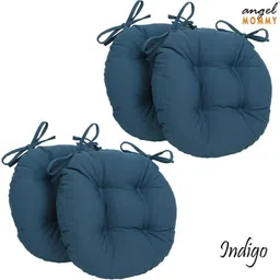 angel mommy Microfibre Chair Pad Pack of 4 Solid Antique Round Chair Cushion-picture-38