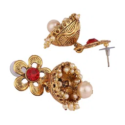 ANIKAS CREATION Red Contemporary Jhumkas Earrings image 3