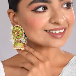 AQUASTREET Gold-Plated Luminous Stone Studded Jhumkas-picture-30