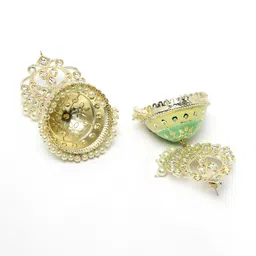 ADIVA Gold-Plated Kundan Studded Meenakari Contemporary Jhumkas image 5