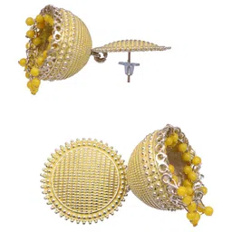 Crunchy Fashion Gold-Plated Dome Shaped Jhumkas Earrings image 3