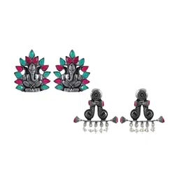 UNIVERSITY TRENDZ Set Of 2 Oxidised Stud Earrings image 3