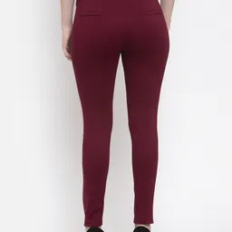 Clora Creation Women Maroon Regular Fit Solid Jeggings image 5