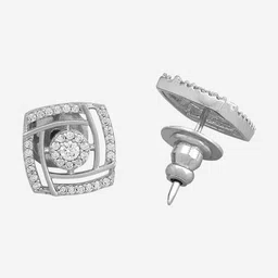 Kushal's Fashion Jewellery Rhodium-Plated Copper Cubic Zirconia Classic Studs Earrings image 3