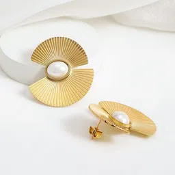 Rubans Voguish 
18KT Gold Plated Stainless Steel Tarnish-Free Waterproof Stud Earrings image 4