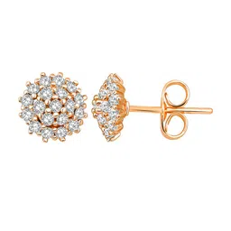Peora Gold Plated Cubic Zirconia Circular Stud Earrings image 3