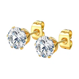 Peora Gold-Plated Cubic Zirconia Studded Circular Shaped Studs Earrings image 5