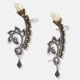 ATIBELLE Silver-Plated Contemporary Ear Cuff Earrings image 2
