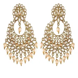 I Jewels White Classic Chandbalis Earrings image 5