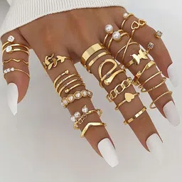 Jewels Galaxy Set of 22 Gold-Plated Stackable Rings image 3