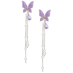 FIMBUL Silver Plated Butterfly Shaped Rhinestone Drop Earrings image 5