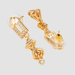aadita Gold-Plated Stone-Studded Contemporary Drop Earrings image 3