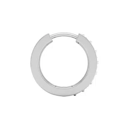 ORIONZ Men Sterling Silver Cubic Zirconia Studded Contemporary Hoop Earrings image 2