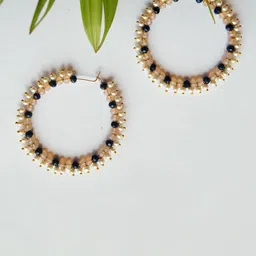 BeAbhika Beaded Contemporary Hoop Earrings image 3