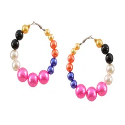 UNIVERSITY TRENDZ Gold-Plated Beaded Floral Hoop Earrings image 5