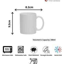 CLAY CRAFT White Solid Ceramic Glossy Mug image 3