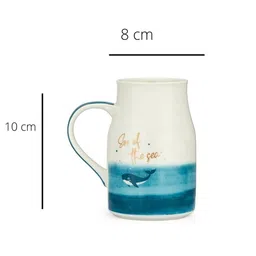 JCPL Blue & White Set of 2 Floral Printed Ceramic Glossy Cups and Mugs 350 ml Each image 3