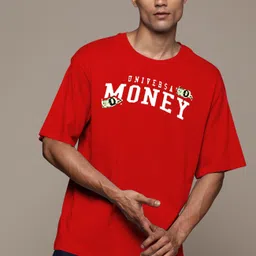 lgr fashion Men Printed Round Neck Cotton Blend Red T-Shirt image 3