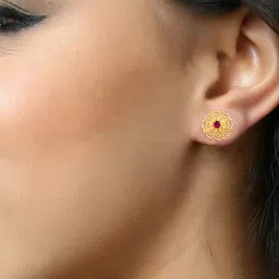 Vighnaharta Set Of 4 Floral Gold-Plated Studs Earrings image 3