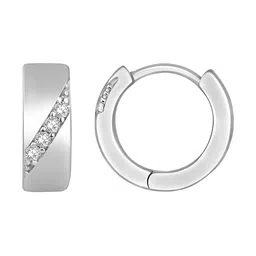 Peora Silver-Plated Brass Contemporary Shaped Cubic Zirconia Stone Studs Earrings image 4