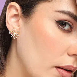 SOHI Gold-Toned Contemporary Studs Earrings-image-79