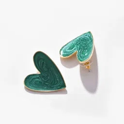 SOHI Gold Plated Contemporary Studs Earrings image 4