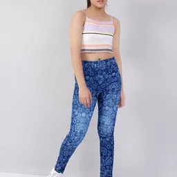 Naughty Ninos Girls Blue Light Fade Printed Stretchable Jeans-picture-13