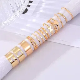 Jewels Galaxy Set Of 12 Gold Plated Stackable Adjustable Finger Rings image 4