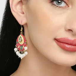 OOMPH Women Gold-Plated Teardrop Shaped Drop Earrings image 5
