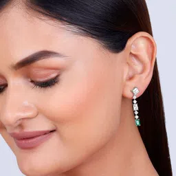 GIVA Rhodium Plated 925 Sterling Silver Contemporary Drop Earrings image 4