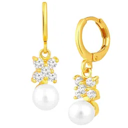 Peora Gold-Plated CZ Studded Contemporary Drop Earrings image 4