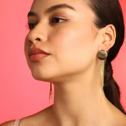 SOHI Gold-Plated Contemporary Drop Earrings image 5