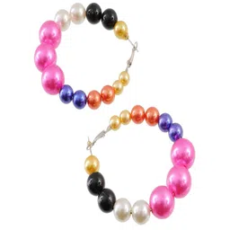 UNIVERSITY TRENDZ Gold-Plated Beaded Floral Hoop Earrings image 4